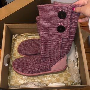 UGG Australia Crochet Knit Boots Orchid Pink